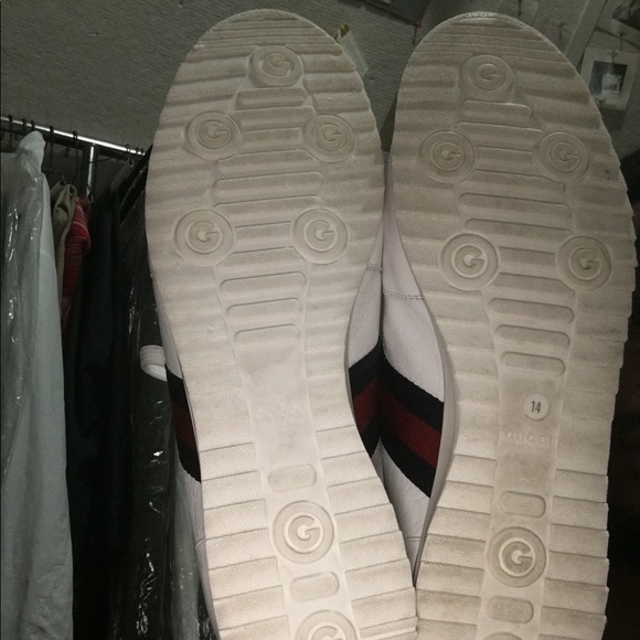 Gucci Sneakers White with Navy Red Navy Web. Sz 14 - Picture 6 of 6